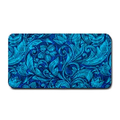 Blue Floral Pattern Texture, Floral Ornaments Texture Medium Bar Mat by nateshop