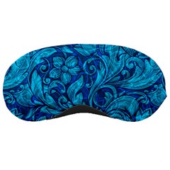 Blue Floral Pattern Texture, Floral Ornaments Texture Sleep Mask by nateshop