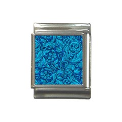 Blue Floral Pattern Texture, Floral Ornaments Texture Italian Charm (13mm) by nateshop