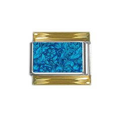 Blue Floral Pattern Texture, Floral Ornaments Texture Gold Trim Italian Charm (9mm) by nateshop