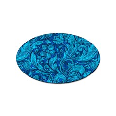 Blue Floral Pattern Texture, Floral Ornaments Texture Sticker Oval (10 Pack) by nateshop