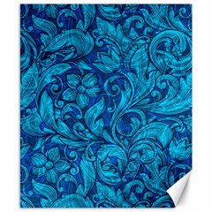 Blue Floral Pattern Texture, Floral Ornaments Texture Canvas 8  X 10  by nateshop