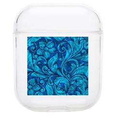 Blue Floral Pattern Texture, Floral Ornaments Texture Soft Tpu Airpods 1/2 Case by nateshop