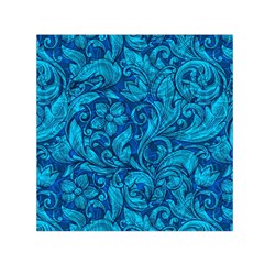 Blue Floral Pattern Texture, Floral Ornaments Texture Square Satin Scarf (30  X 30 ) by nateshop