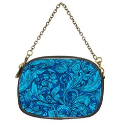 Blue Floral Pattern Texture, Floral Ornaments Texture Chain Purse (one Side) by nateshop