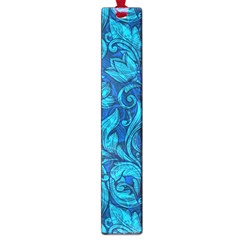 Blue Floral Pattern Texture, Floral Ornaments Texture Large Book Marks by nateshop