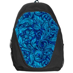 Blue Floral Pattern Texture, Floral Ornaments Texture Backpack Bag by nateshop