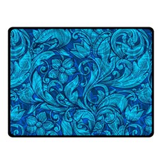 Blue Floral Pattern Texture, Floral Ornaments Texture Two Sides Fleece Blanket (small) by nateshop