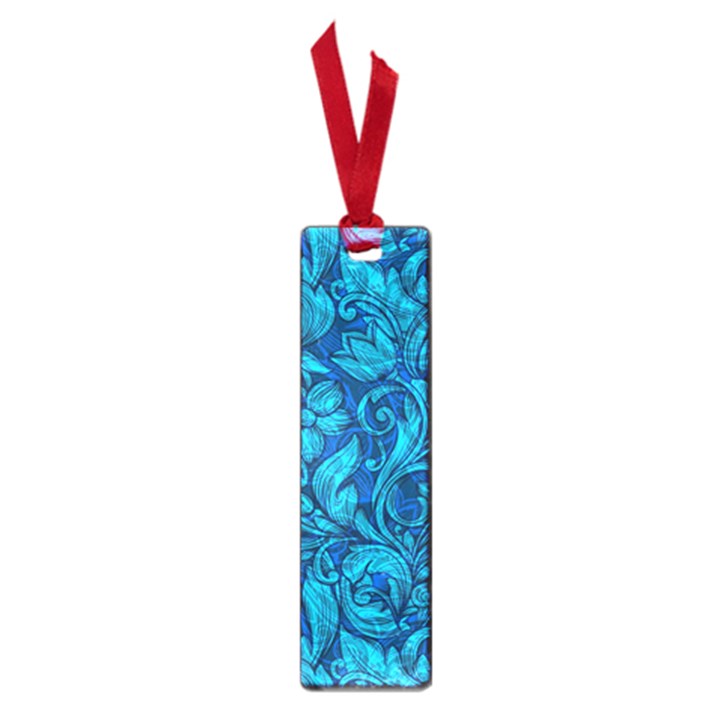 Blue Floral Pattern Texture, Floral Ornaments Texture Small Book Marks