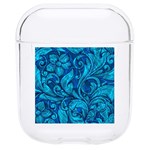 Blue Floral Pattern Texture, Floral Ornaments Texture Hard PC AirPods 1/2 Case Front