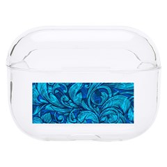 Blue Floral Pattern Texture, Floral Ornaments Texture Hard Pc Airpods Pro Case by nateshop