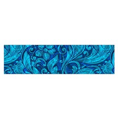 Blue Floral Pattern Texture, Floral Ornaments Texture Oblong Satin Scarf (16  X 60 ) by nateshop