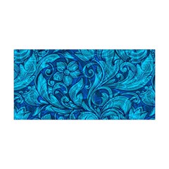 Blue Floral Pattern Texture, Floral Ornaments Texture Yoga Headband by nateshop