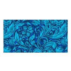 Blue Floral Pattern Texture, Floral Ornaments Texture Satin Shawl 45  X 80  by nateshop