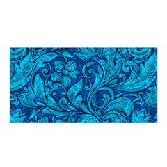 Blue Floral Pattern Texture, Floral Ornaments Texture Satin Wrap 35  X 70 