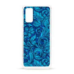 Blue Floral Pattern Texture, Floral Ornaments Texture Samsung Galaxy S20 6 2 Inch Tpu Uv Case by nateshop