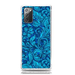 Blue Floral Pattern Texture, Floral Ornaments Texture Samsung Galaxy Note 20 Tpu Uv Case by nateshop