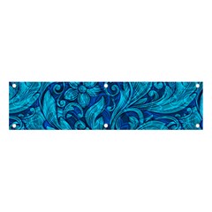 Blue Floral Pattern Texture, Floral Ornaments Texture Banner And Sign 4  X 1  by nateshop