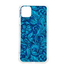 Blue Floral Pattern Texture, Floral Ornaments Texture Iphone 11 Pro Max 6 5 Inch Tpu Uv Print Case by nateshop