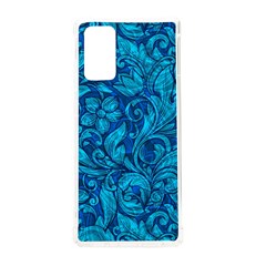 Blue Floral Pattern Texture, Floral Ornaments Texture Samsung Galaxy Note 20 Tpu Uv Case by nateshop