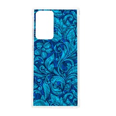 Blue Floral Pattern Texture, Floral Ornaments Texture Samsung Galaxy Note 20 Ultra Tpu Uv Case by nateshop