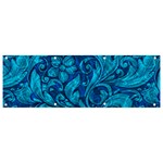 Blue Floral Pattern Texture, Floral Ornaments Texture Banner and Sign 9  x 3  Front