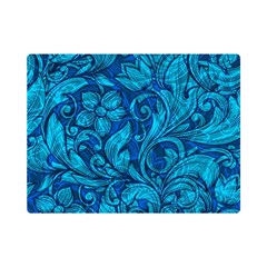 Blue Floral Pattern Texture, Floral Ornaments Texture Premium Plush Fleece Blanket (mini) by nateshop