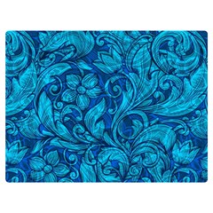 Blue Floral Pattern Texture, Floral Ornaments Texture Premium Plush Fleece Blanket (extra Small) by nateshop