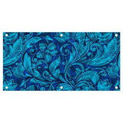 Blue Floral Pattern Texture, Floral Ornaments Texture Banner And Sign 4  X 2  by nateshop