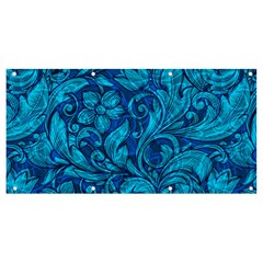 Blue Floral Pattern Texture, Floral Ornaments Texture Banner And Sign 8  X 4  by nateshop