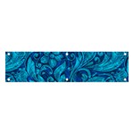 Blue Floral Pattern Texture, Floral Ornaments Texture Banner and Sign 4  x 1  Front