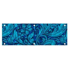 Blue Floral Pattern Texture, Floral Ornaments Texture Banner And Sign 6  X 2  by nateshop