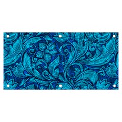 Blue Floral Pattern Texture, Floral Ornaments Texture Banner And Sign 6  X 3  by nateshop