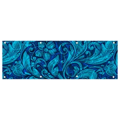 Blue Floral Pattern Texture, Floral Ornaments Texture Banner And Sign 9  X 3  by nateshop