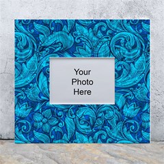 Blue Floral Pattern Texture, Floral Ornaments Texture White Wall Photo Frame 5  X 7  by nateshop