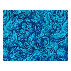 Blue Floral Pattern Texture, Floral Ornaments Texture Premium Plush Fleece Blanket (large) by nateshop