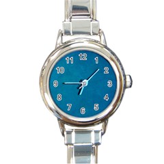 Blue Stone Texture Grunge, Stone Backgrounds Round Italian Charm Watch by nateshop