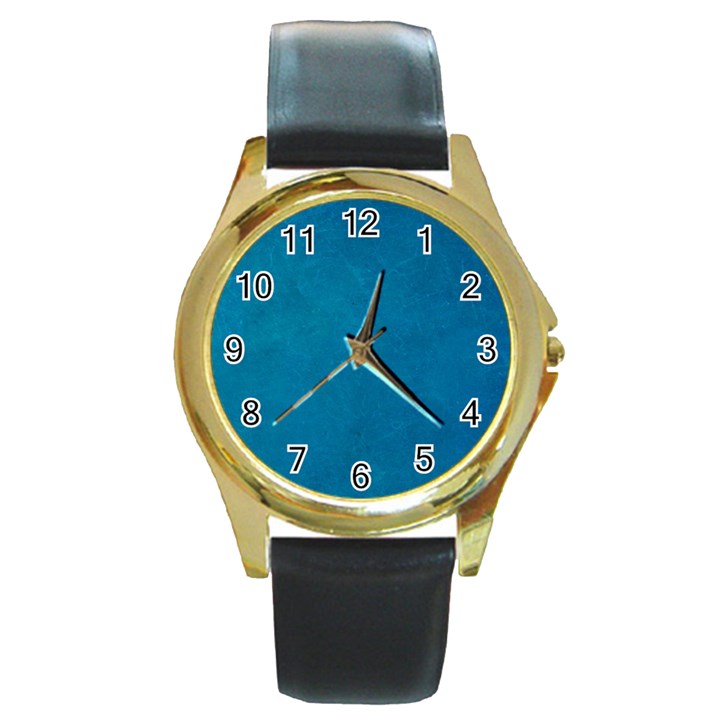 Blue Stone Texture Grunge, Stone Backgrounds Round Gold Metal Watch