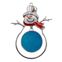 Blue Stone Texture Grunge, Stone Backgrounds Metal Snowman Ornament by nateshop