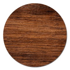 Brown Wooden Texture Magnet 5  (round) by nateshop