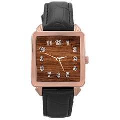 Brown Wooden Texture Rose Gold Leather Watch  by nateshop