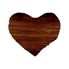 Brown Wooden Texture Standard 16  Premium Heart Shape Cushions by nateshop