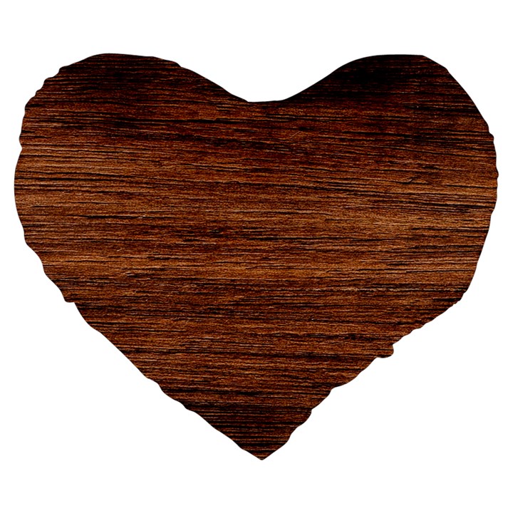 Brown Wooden Texture Large 19  Premium Flano Heart Shape Cushions