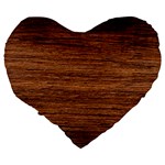 Brown Wooden Texture Large 19  Premium Flano Heart Shape Cushions Back