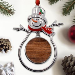 Brown Wooden Texture Metal Snowman Ornament by nateshop