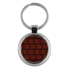 Brown Floral Pattern Floral Greek Ornaments Key Chain (round) by nateshop