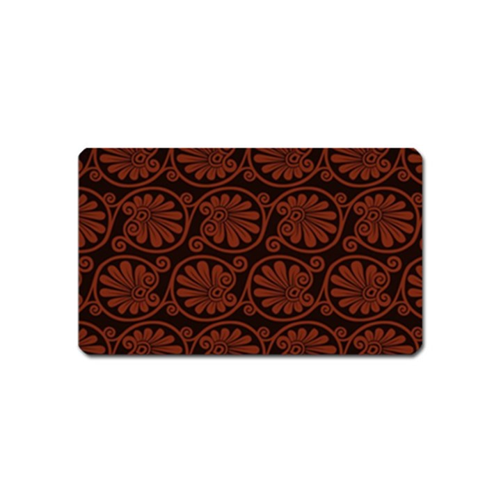 Brown Floral Pattern Floral Greek Ornaments Magnet (Name Card)