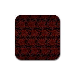 Brown Floral Pattern Floral Greek Ornaments Rubber Square Coaster (4 Pack)