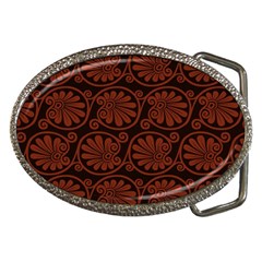 Brown Floral Pattern Floral Greek Ornaments Belt Buckles by nateshop