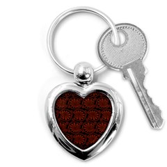 Brown Floral Pattern Floral Greek Ornaments Key Chain (heart) by nateshop